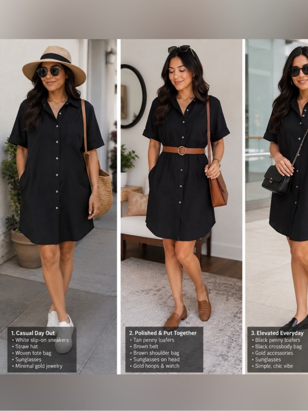 Old Navy Black Button-Front Shirt Dress